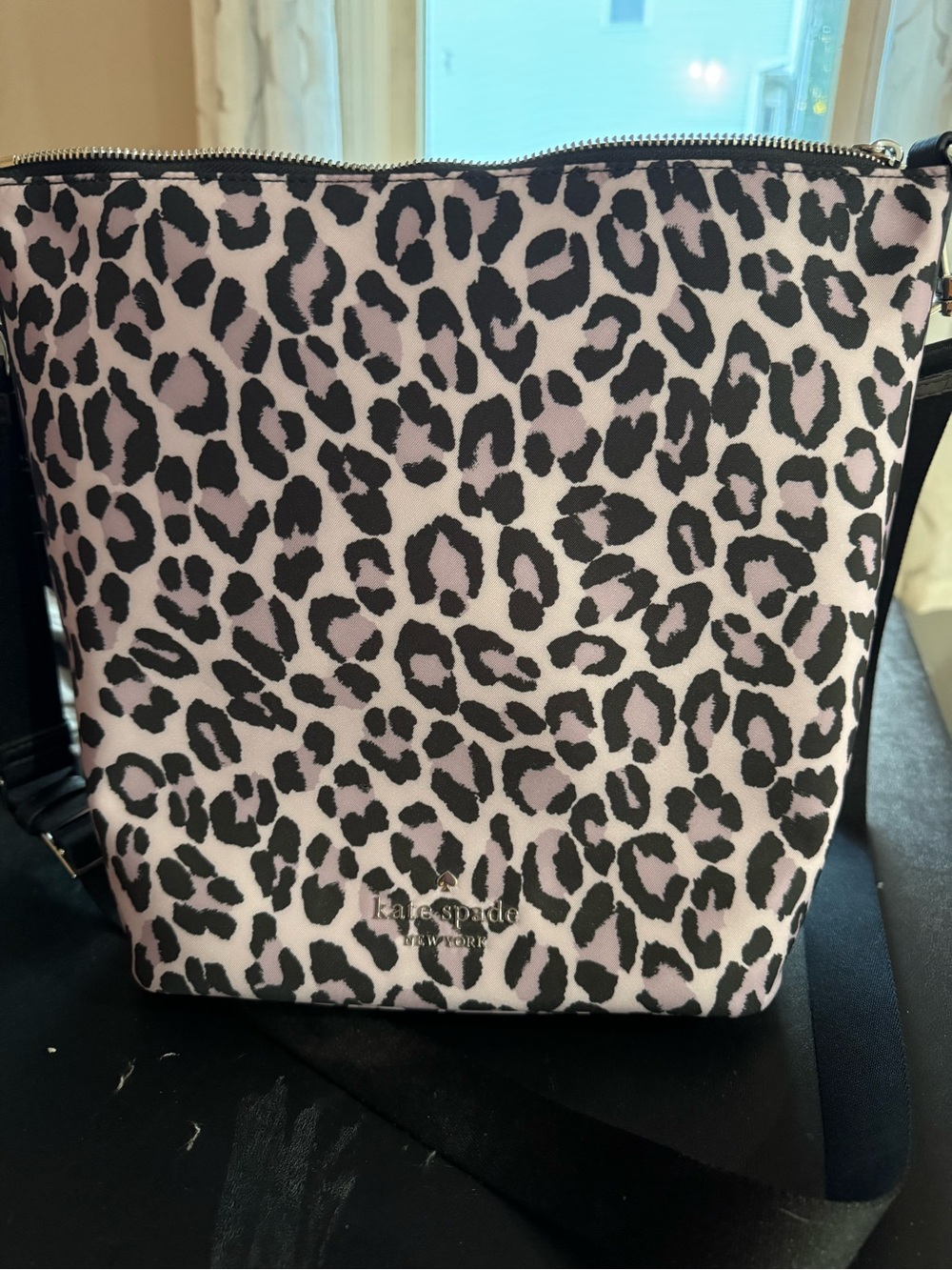 kate spade Black and Pink Leopard Print Crossbody Bag